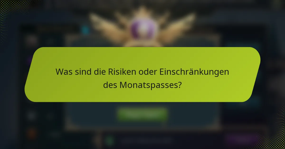 Was sind die Risiken oder Einschränkungen des Monatspasses?