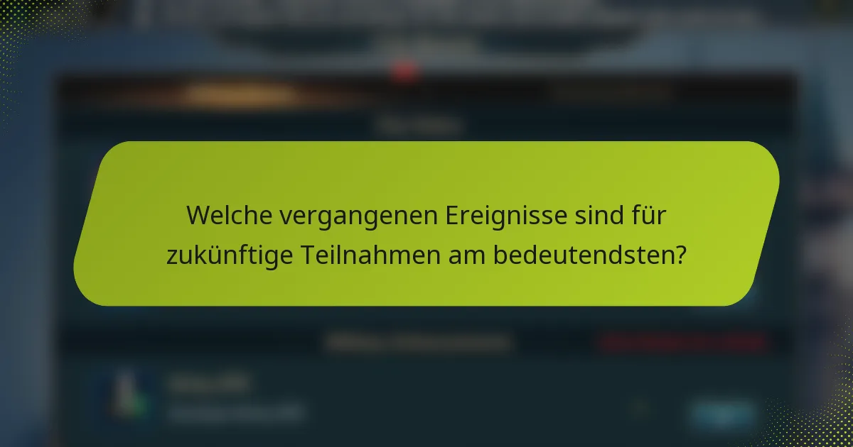 Welche vergangenen Ereignisse sind für zukünftige Teilnahmen am bedeutendsten?
